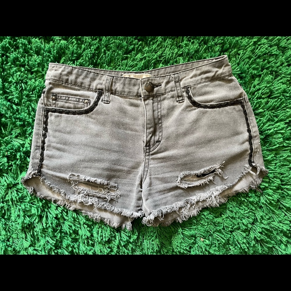 Free People Charcoal Denim Shorts
